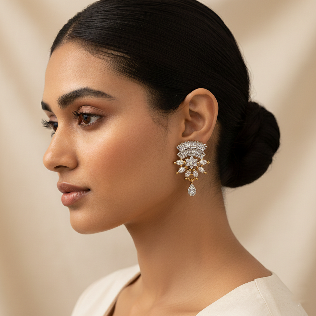 Cosmielle- Stone Studded Zirconia Dangler Earrings