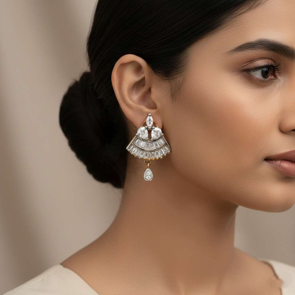 Orionelle- Stone Studded Zirconia Dangler Earrings