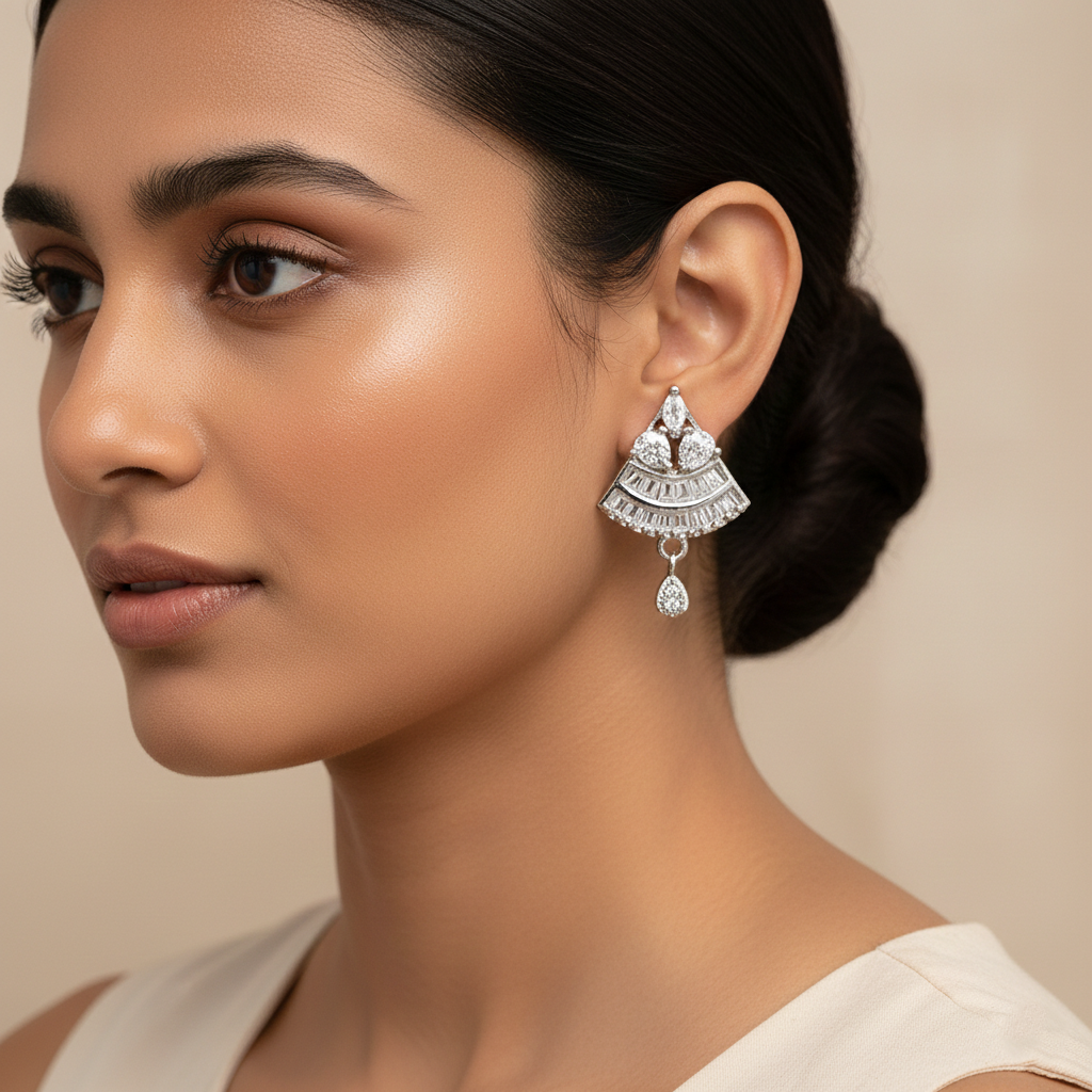 Astraelia- Stone Studded Zirconia Dangler Earrings