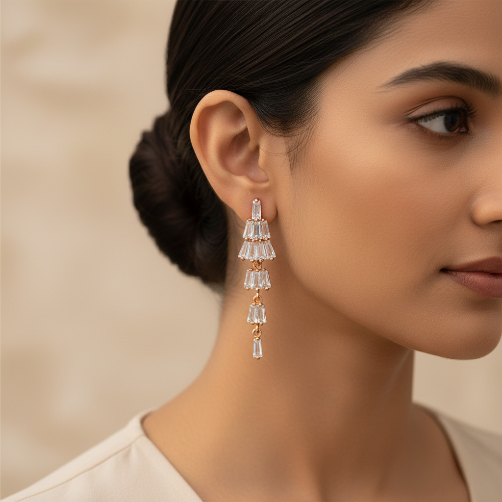 Eveloria- Stone studded Zirconia Dangler Earrings