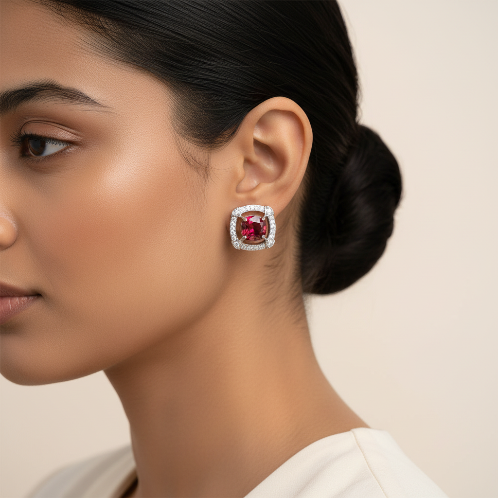 Orbelle- Stone studded stud earrings