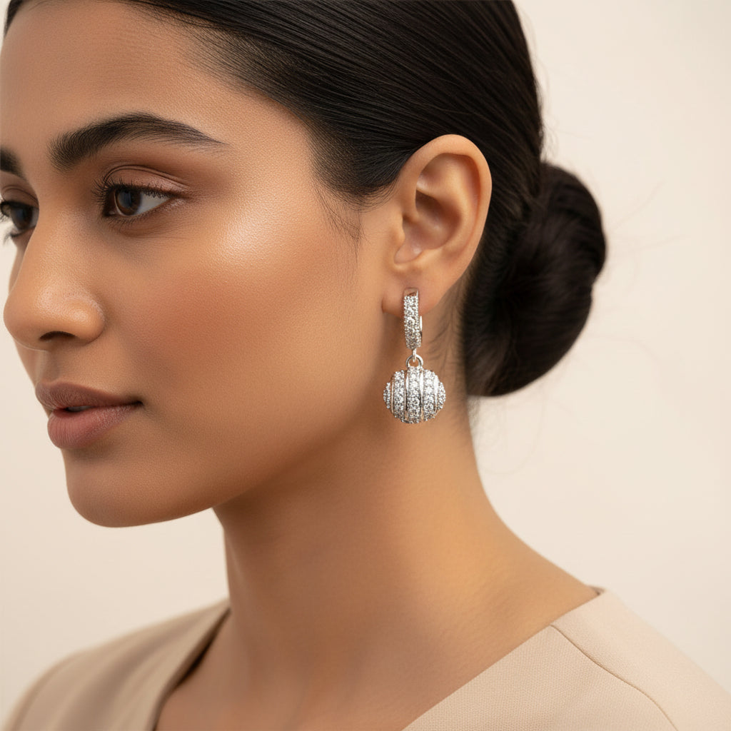 Selene Form- Stone studded dangler earrings
