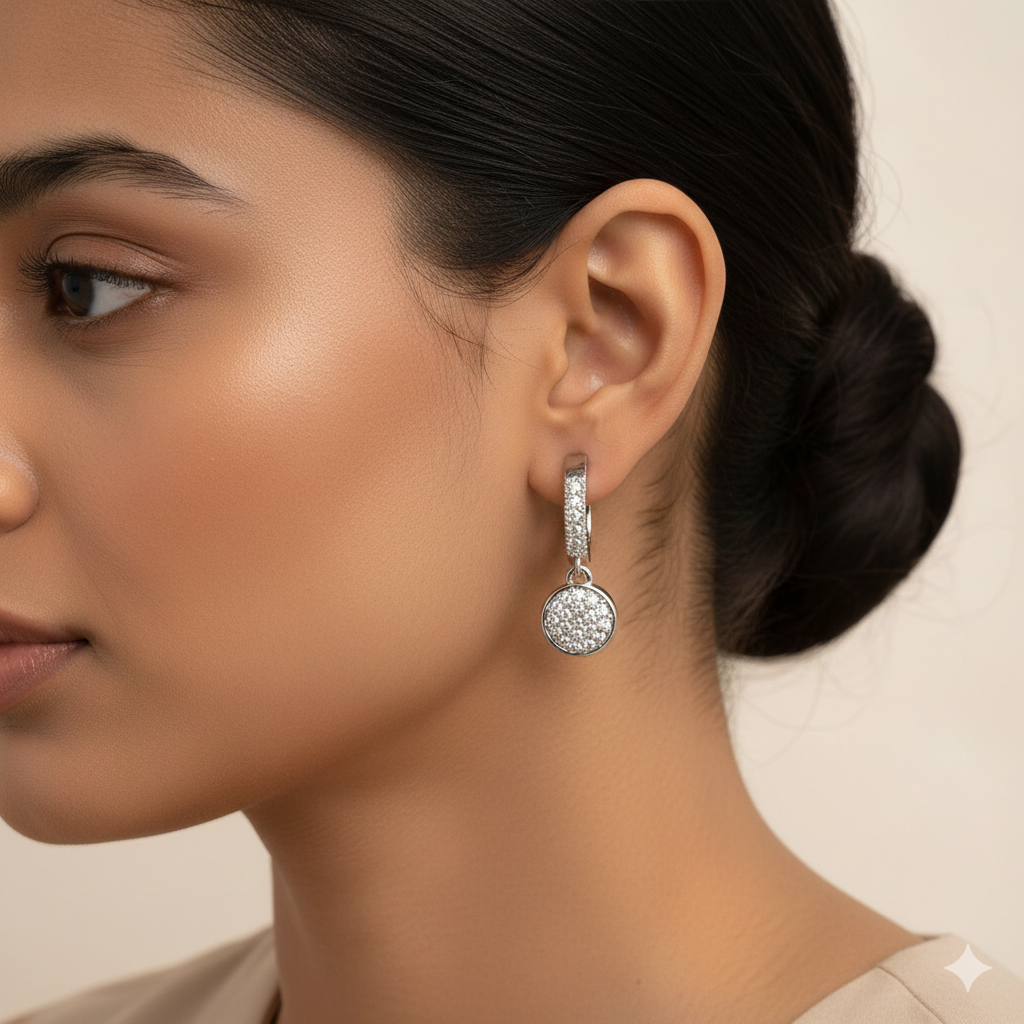 Lunor- Stone studded dangler earrings
