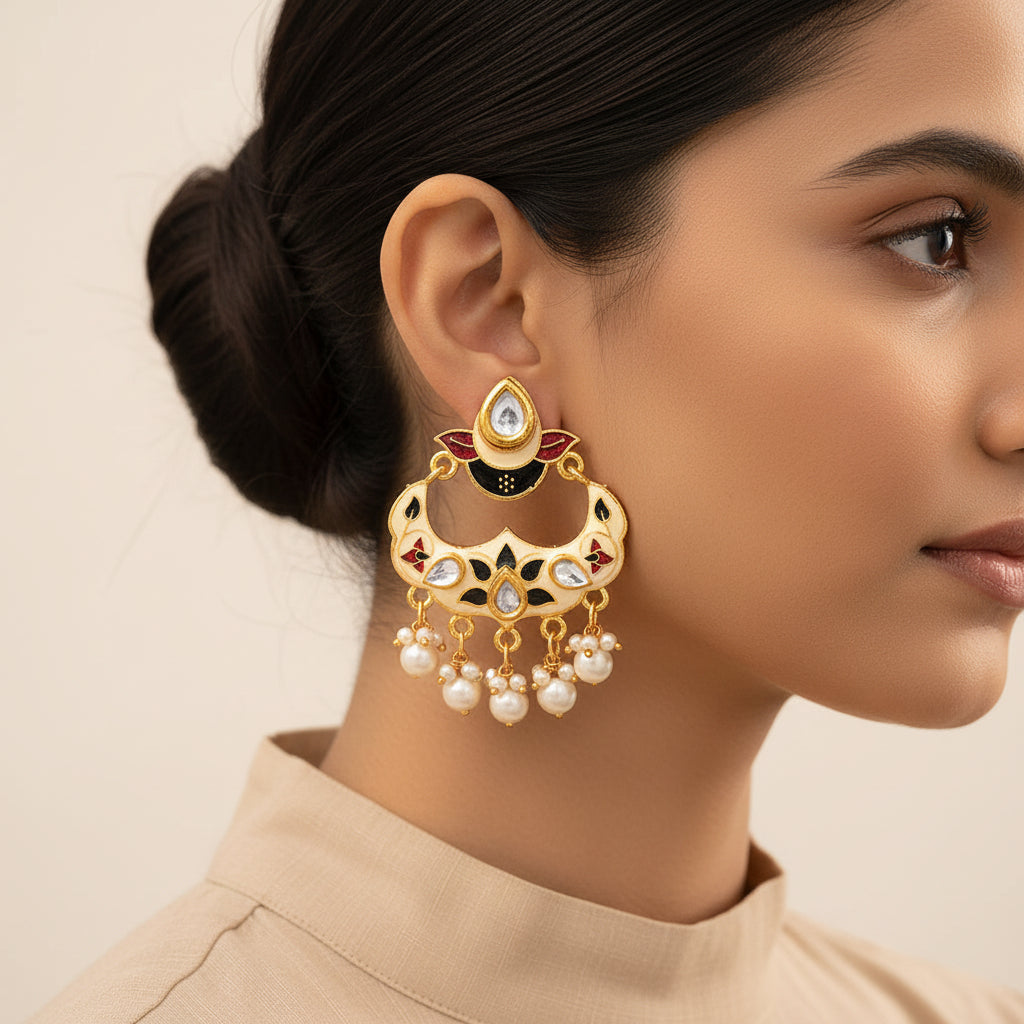 Aanya- Hanging Pearls Dangler Earrings