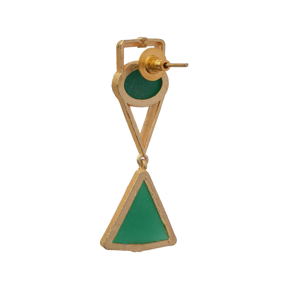 Anaya- Stone Studded Framed Dangler Earrings(Green)