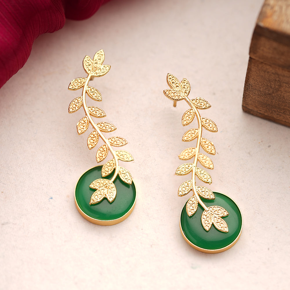 Ashvi- Stone Studded Stud Earrings(Green)