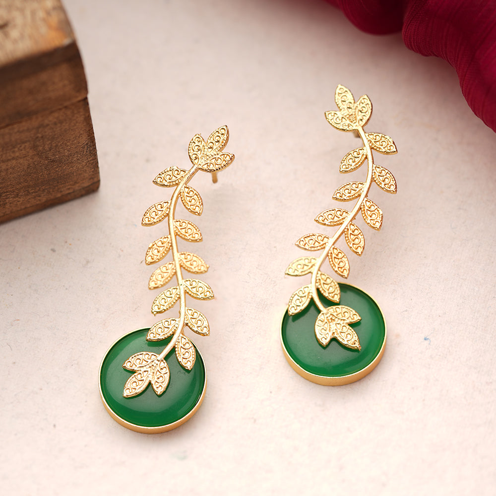 Ashvi- Stone Studded Stud Earrings(Green)