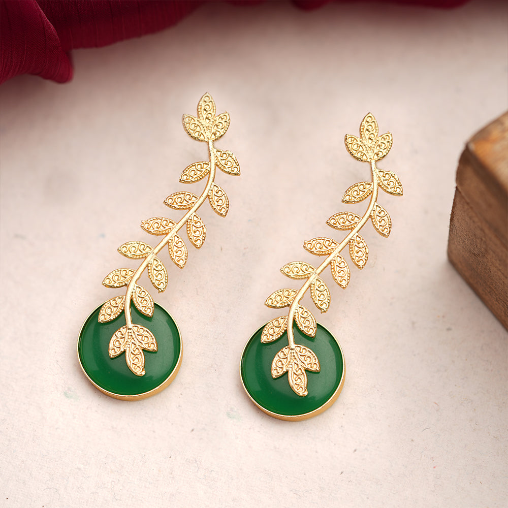 Ashvi- Stone Studded Stud Earrings(Green)