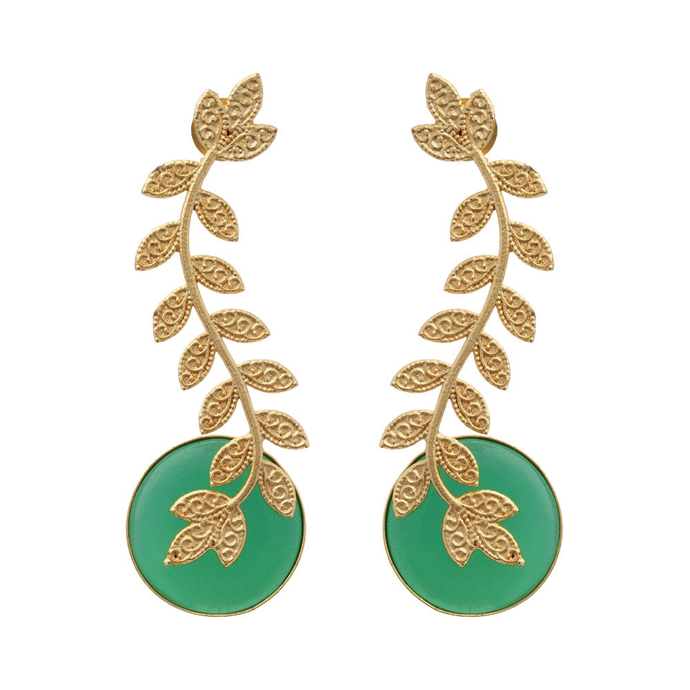 Ashvi- Stone Studded Stud Earrings(Green)
