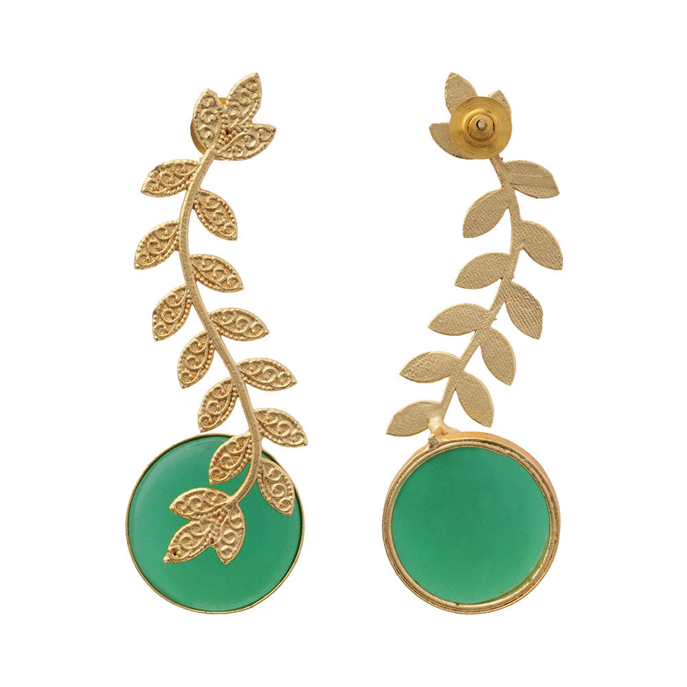 Ashvi- Stone Studded Stud Earrings(Green)