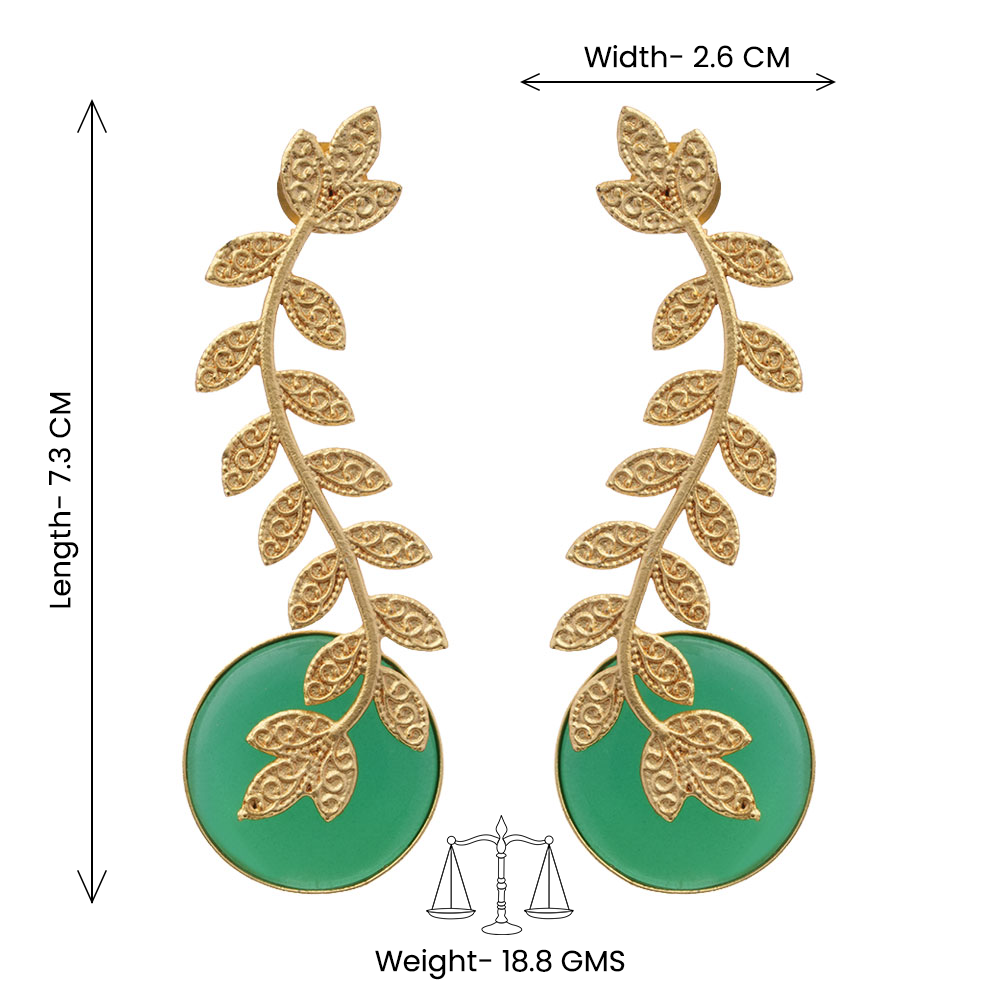 Ashvi- Stone Studded Stud Earrings(Green)