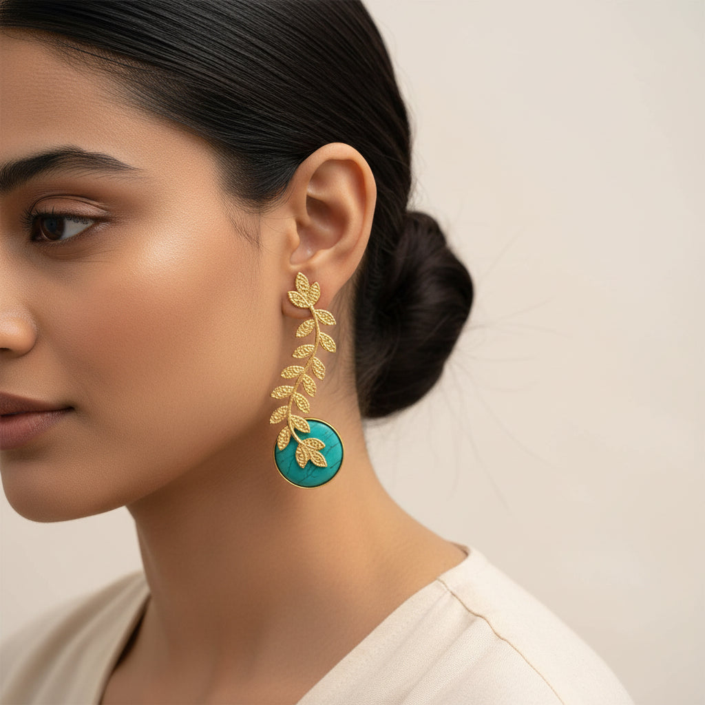 Ashvi- Stone Studded Stud Earrings(Sky Blue)