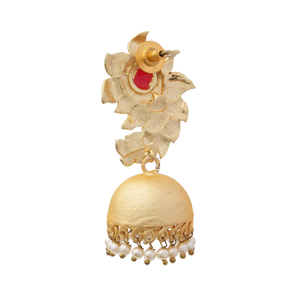 Niva- Hanging Pearl Jhumka Earrings(Green)