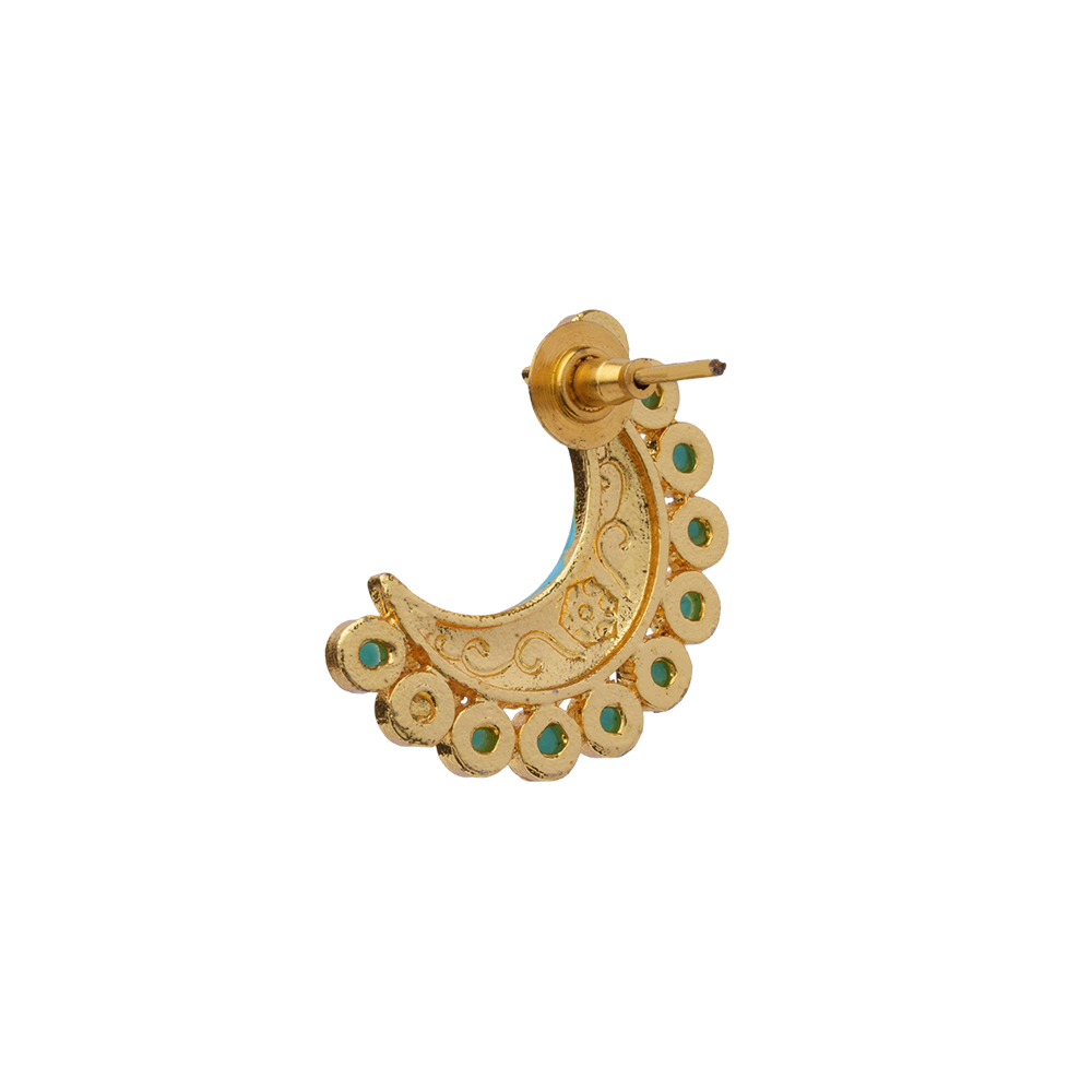 Kira- Kundan Studded Stud Earrings(Sky Blue)