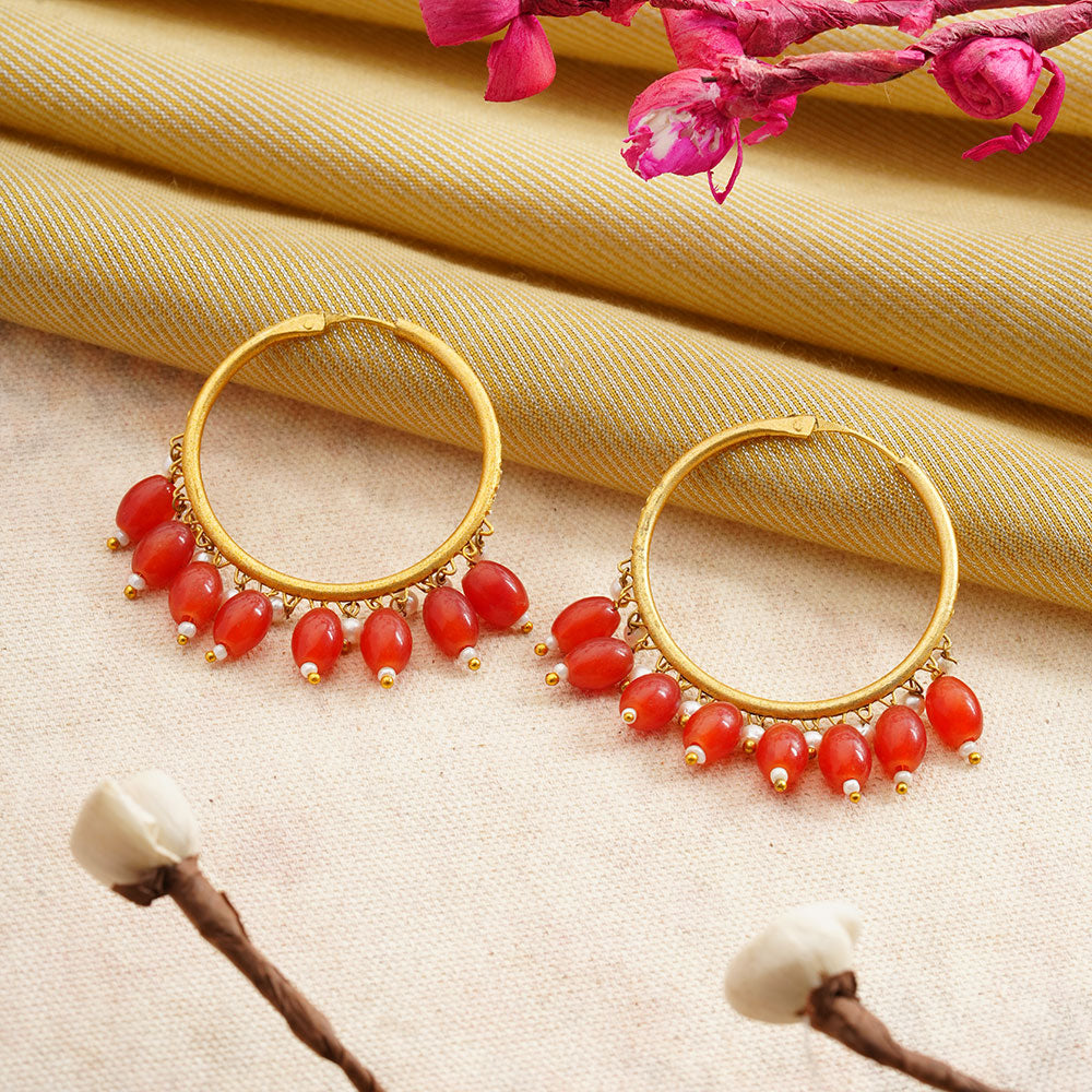 Zoya – Hanging Pearl Hoop Earrings