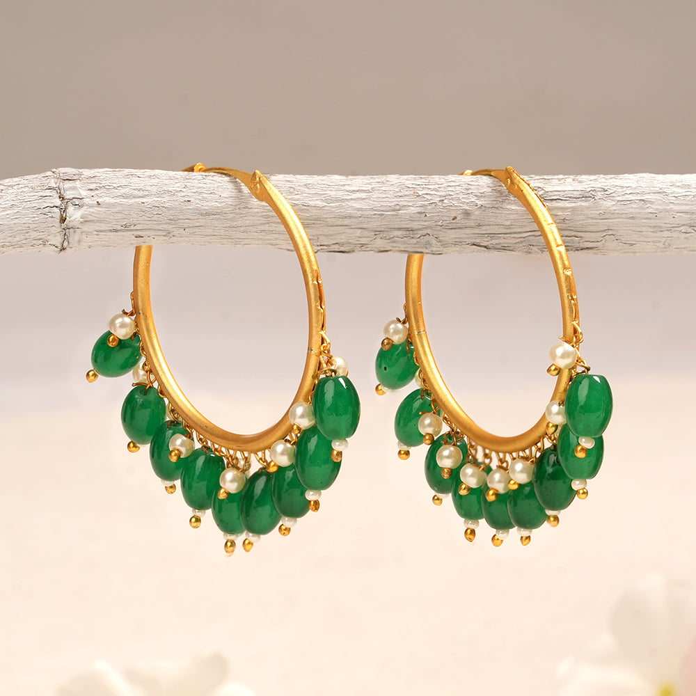 Zoya – Hanging Pearl Hoop Earrings