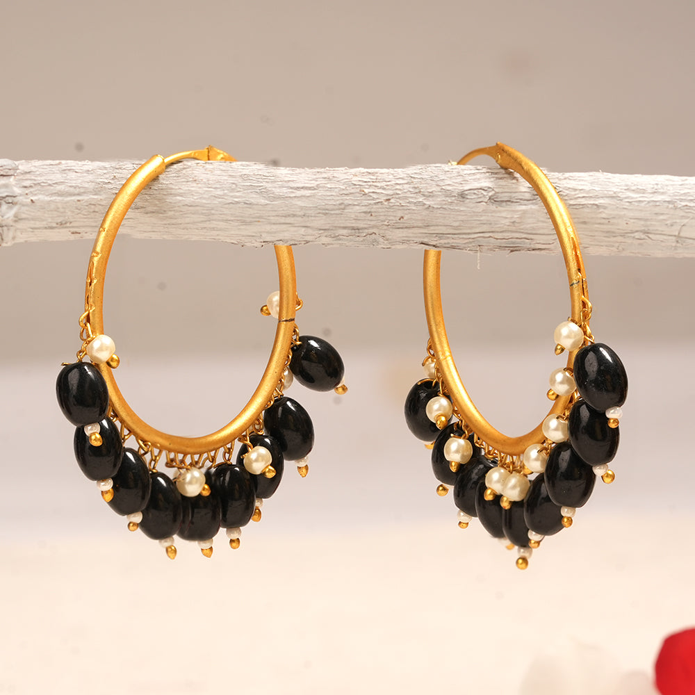 Zoya – Hanging Pearl Hoop Earrings