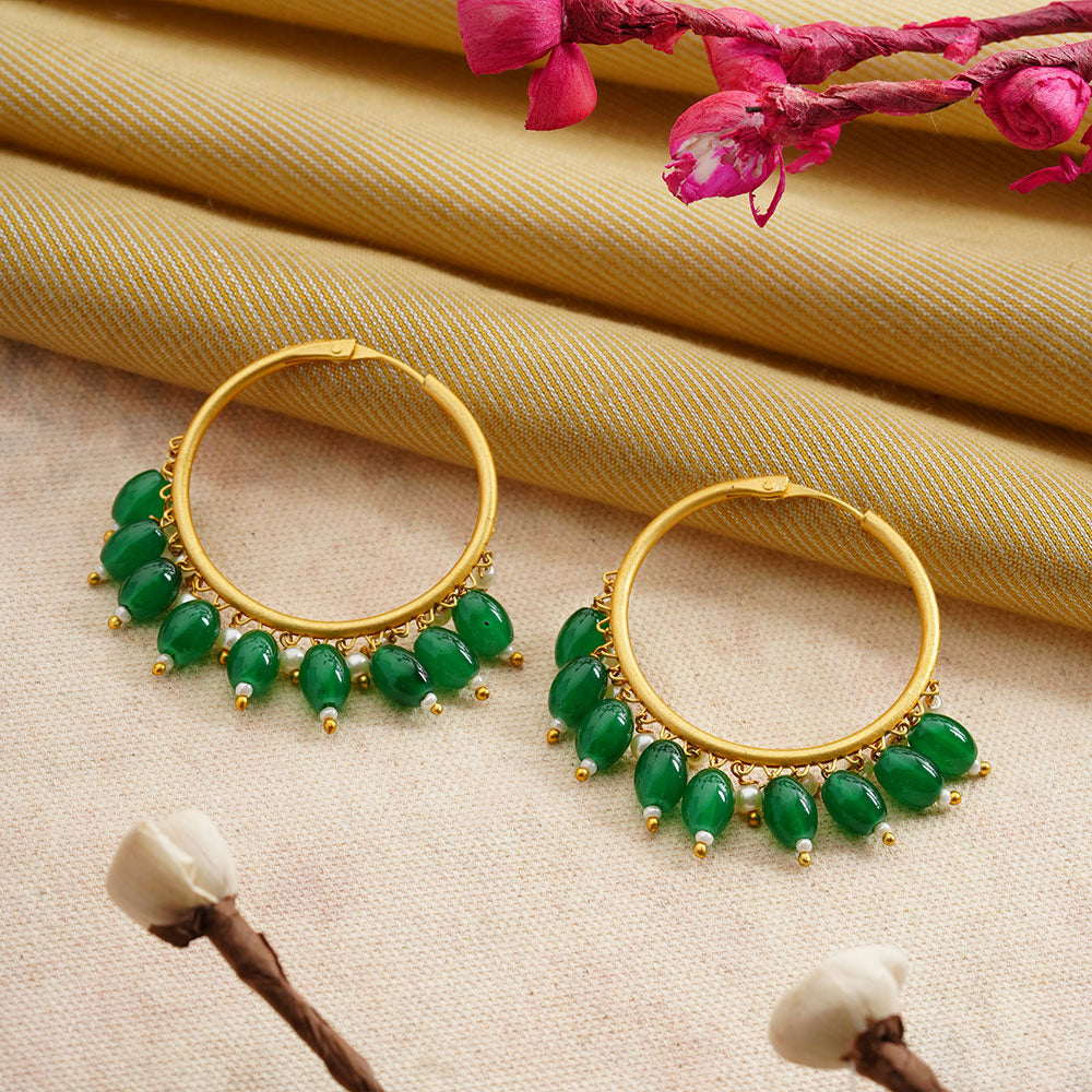 Zoya – Hanging Pearl Hoop Earrings