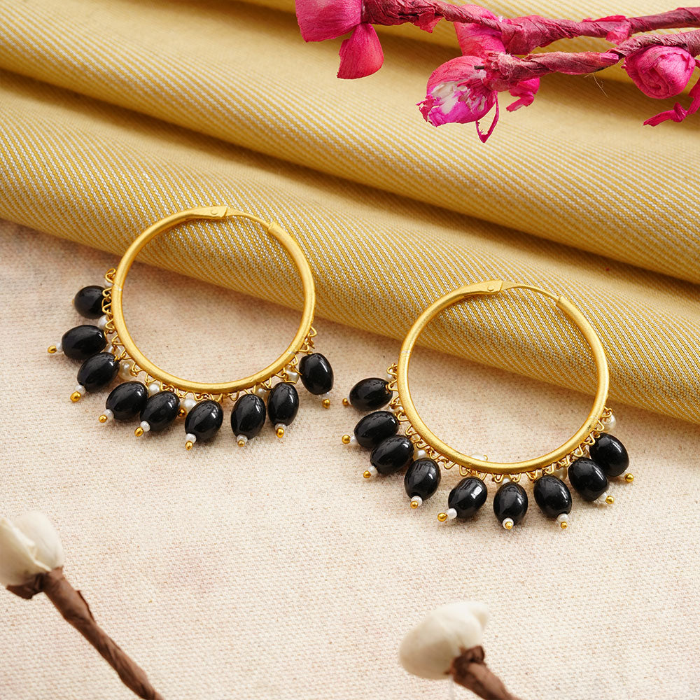 Zoya – Hanging Pearl Hoop Earrings