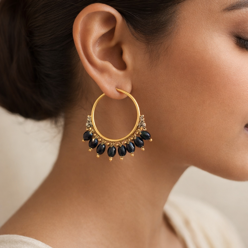 Zoya – Hanging Pearl Hoop Earrings