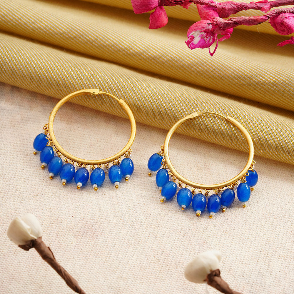 Zoya – Hanging Pearl Hoop Earrings