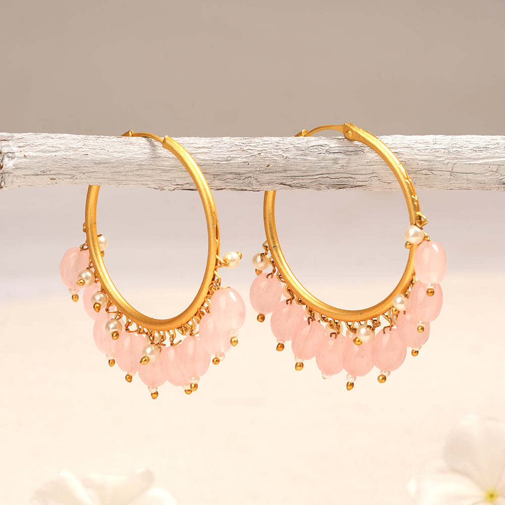 Zoya – Hanging Pearl Hoop Earrings