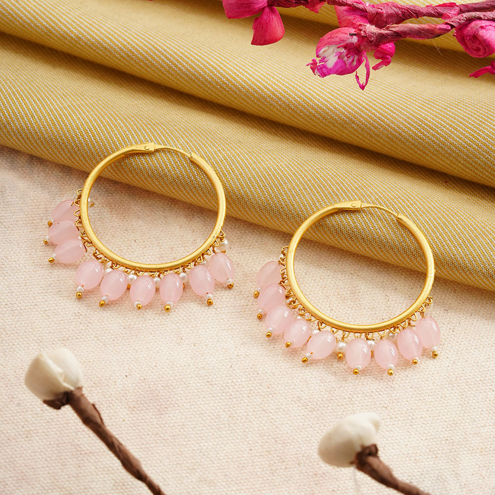 Zoya – Hanging Pearl Hoop Earrings