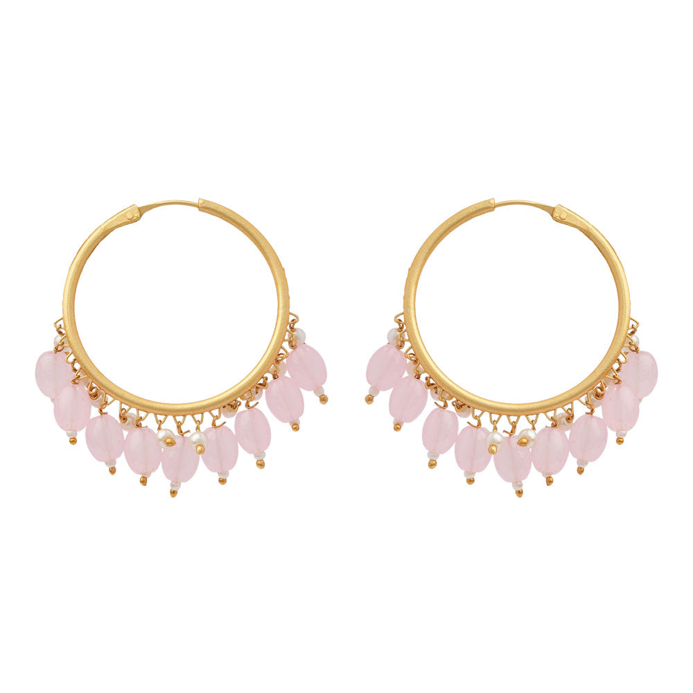 Zoya – Hanging Pearl Hoop Earrings