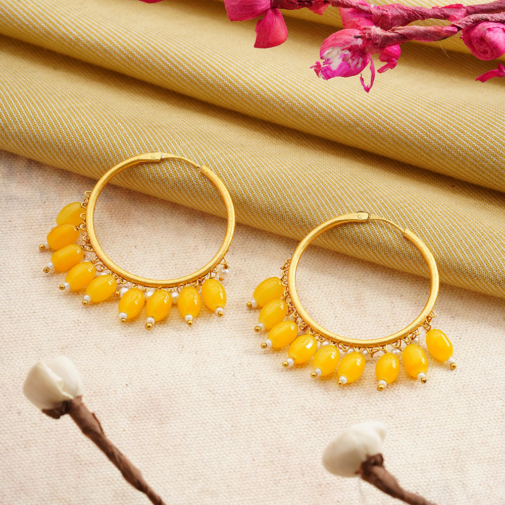 Zoya – Hanging Pearl Hoop Earrings
