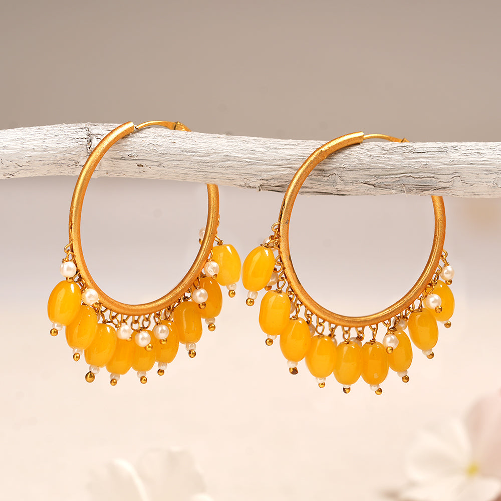 Zoya – Hanging Pearl Hoop Earrings