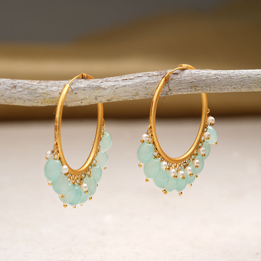 Zoya – Hanging Pearl Hoop Earrings