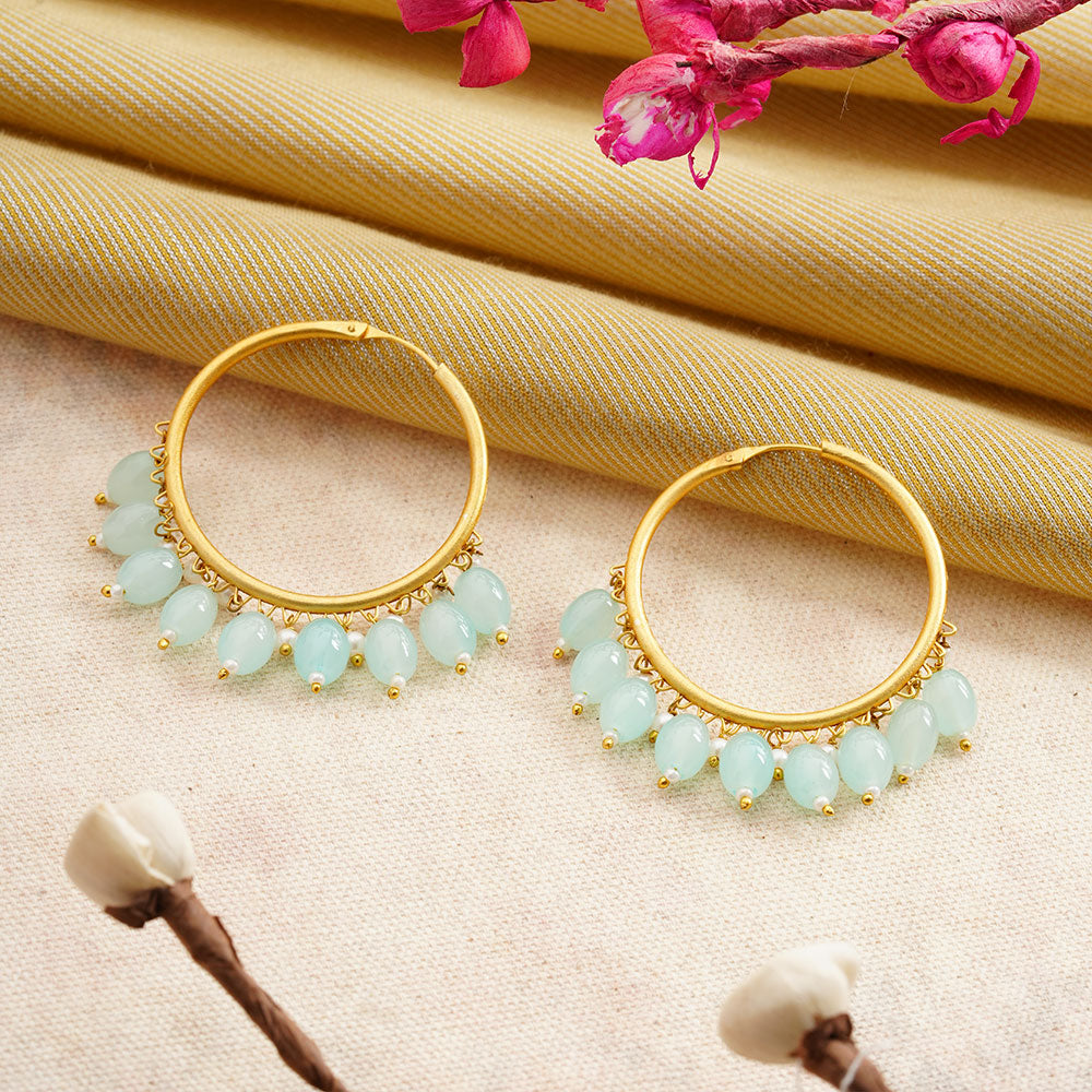 Zoya – Hanging Pearl Hoop Earrings