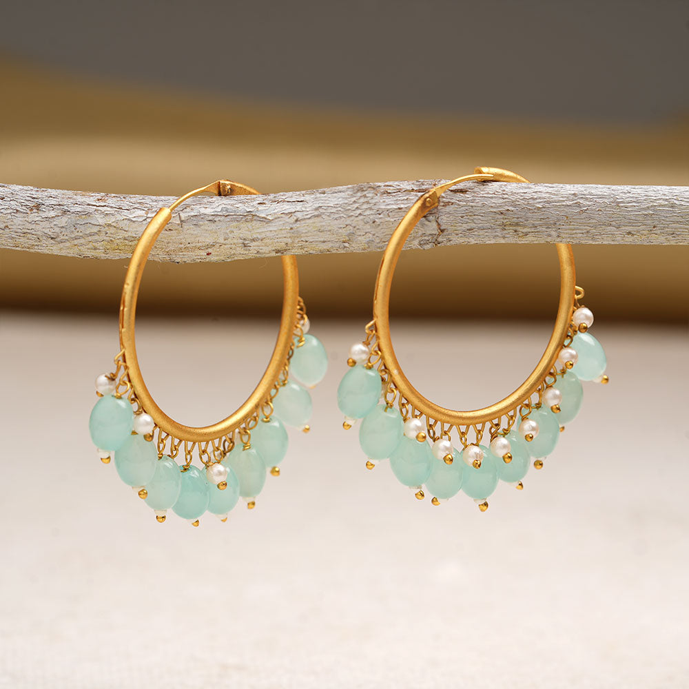 Zoya – Hanging Pearl Hoop Earrings