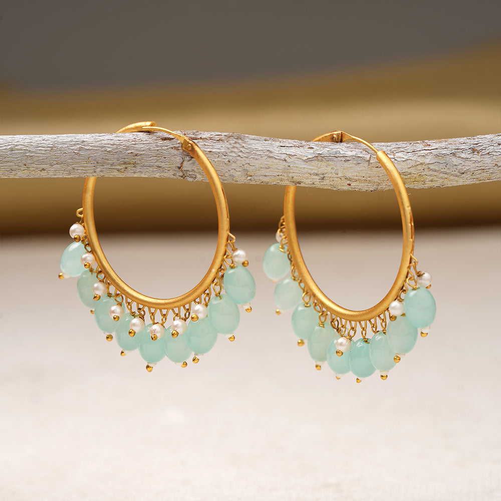 Zoya – Hanging Pearl Hoop Earrings