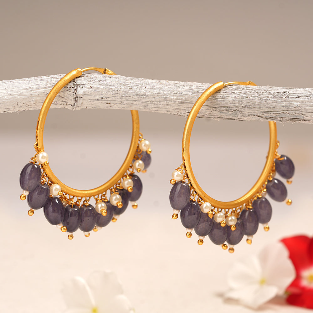 Zoya – Hanging Pearl Hoop Earrings