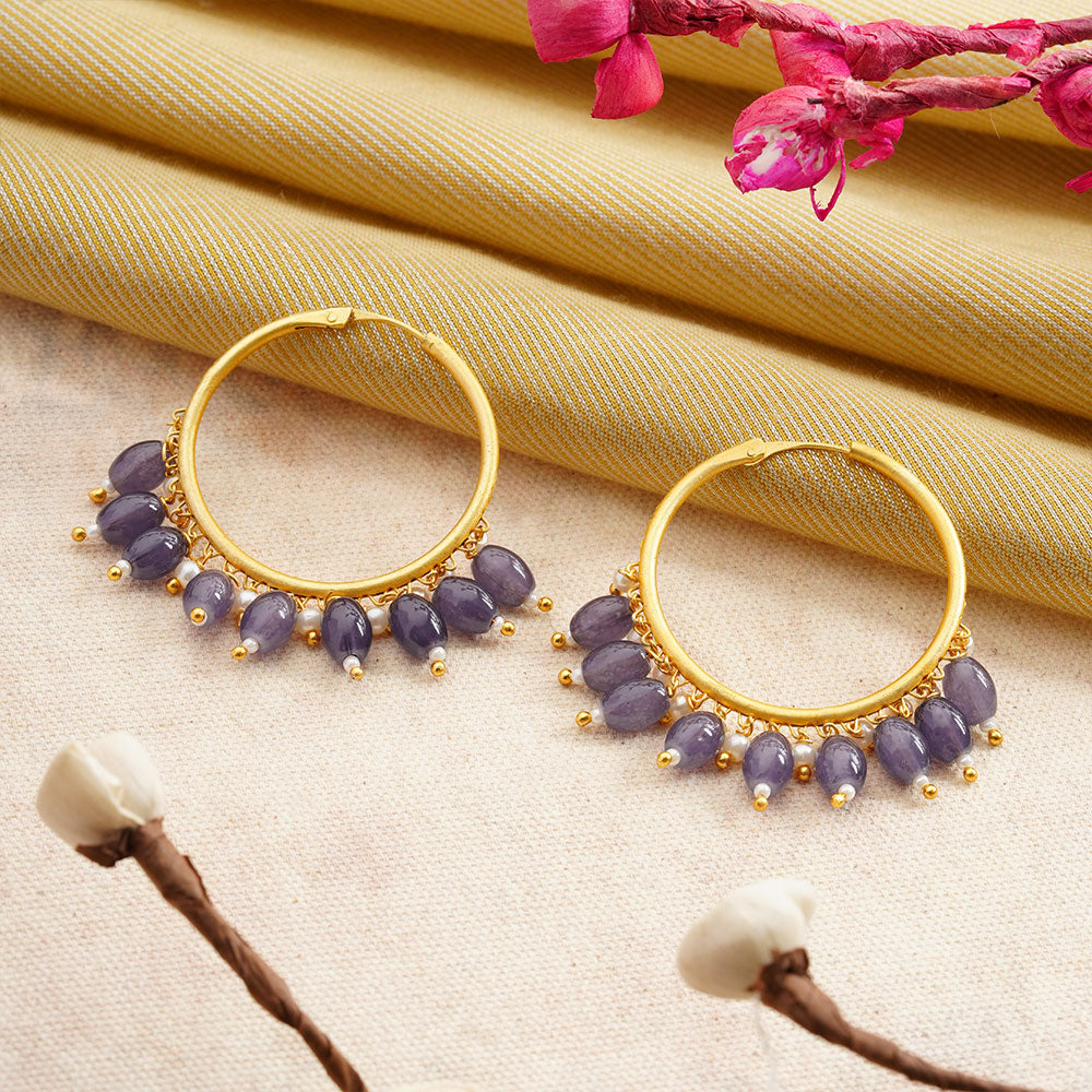 Zoya – Hanging Pearl Hoop Earrings