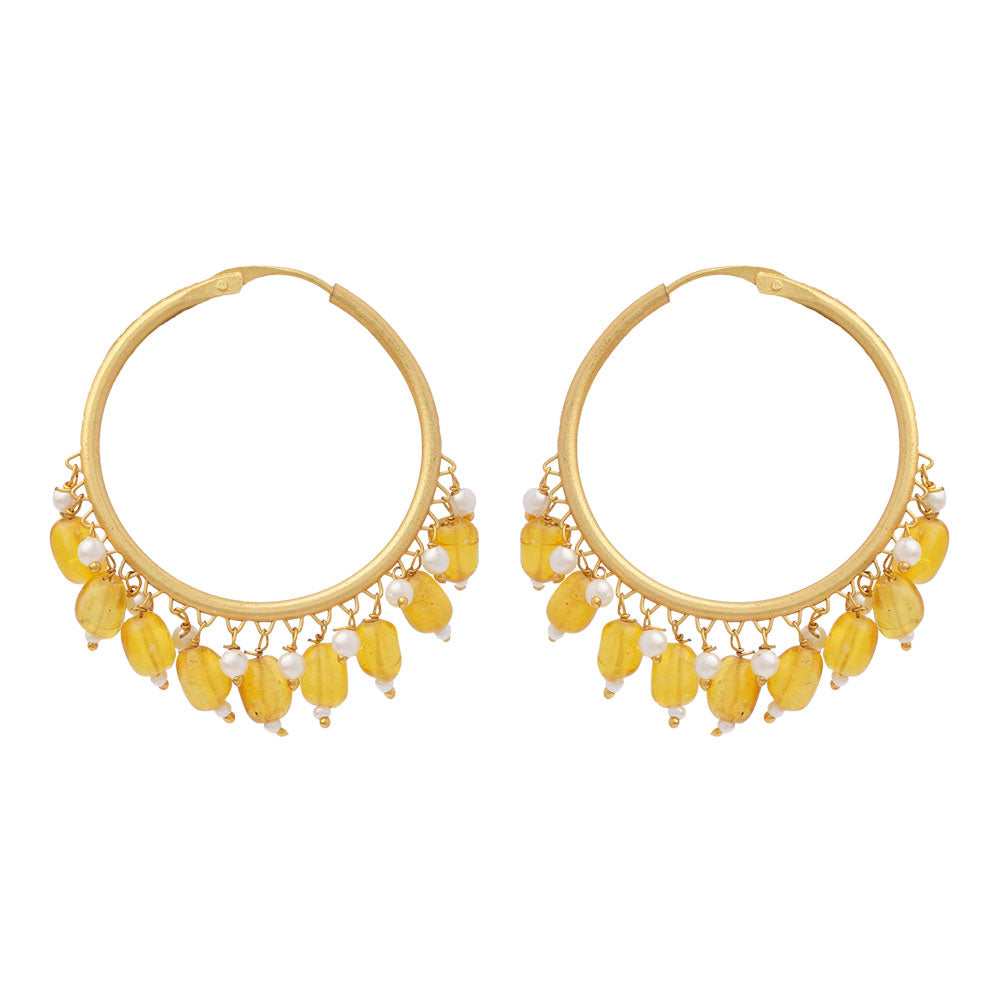 Zoya – Hanging Pearl Hoop Earrings