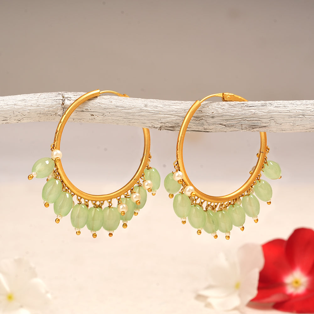Zoya – Hanging Pearl Hoop Earrings