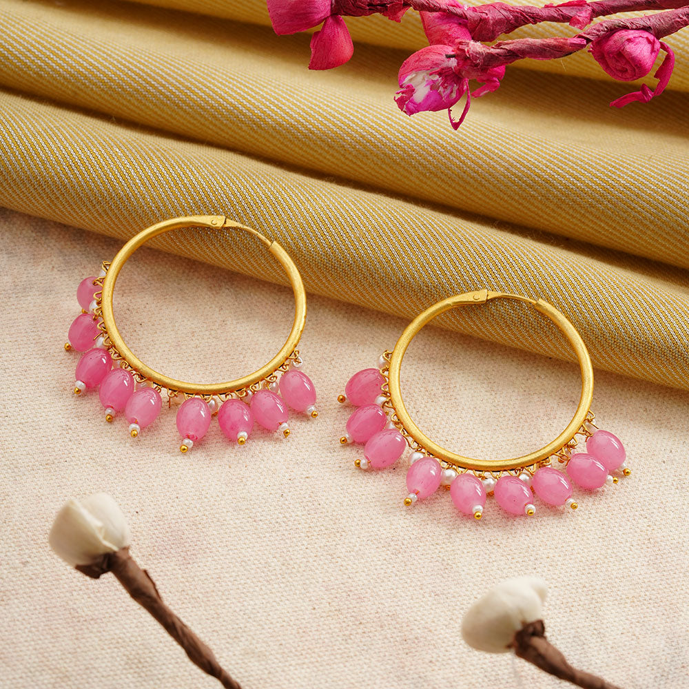 Zoya – Hanging Pearl Hoop Earrings