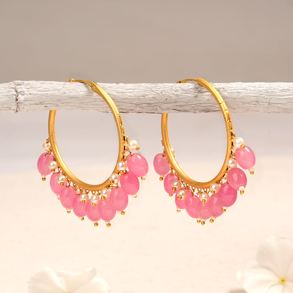 Zoya – Hanging Pearl Hoop Earrings