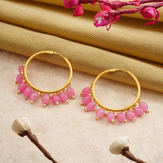 Zoya – Hanging Pearl Hoop Earrings