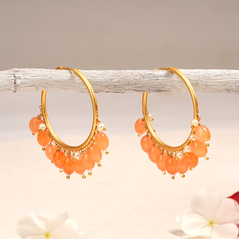 Zoya – Hanging Pearl Hoop Earrings