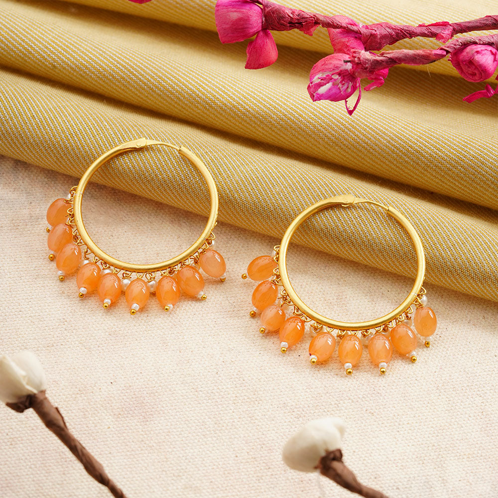Zoya – Hanging Pearl Hoop Earrings