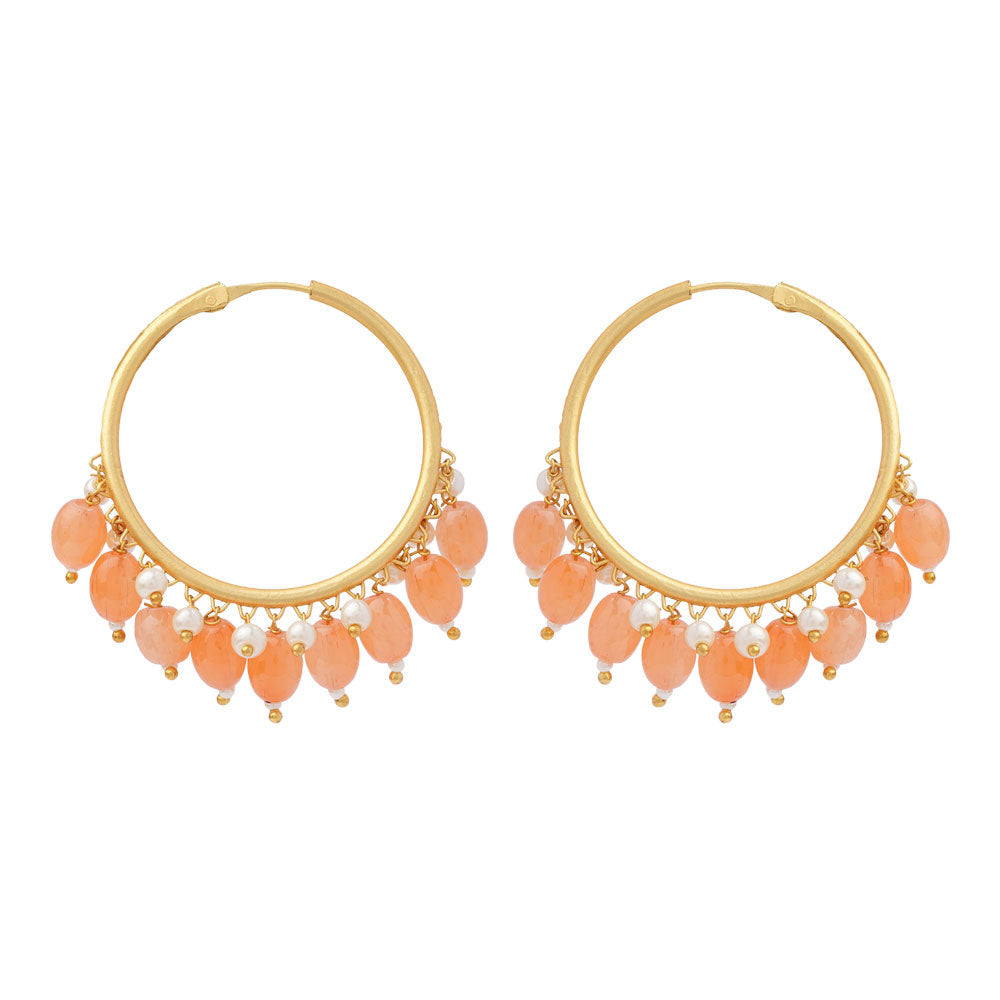 Zoya – Hanging Pearl Hoop Earrings