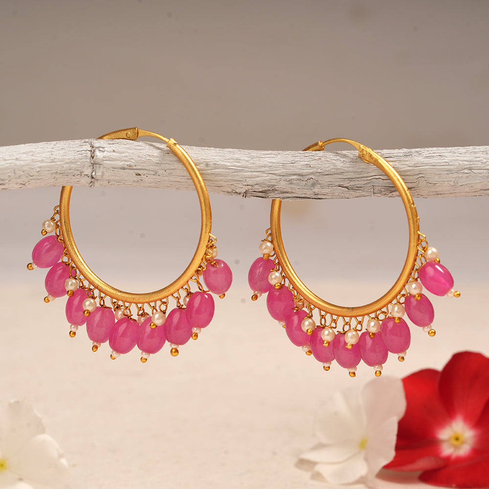 Zoya – Hanging Pearl Hoop Earrings