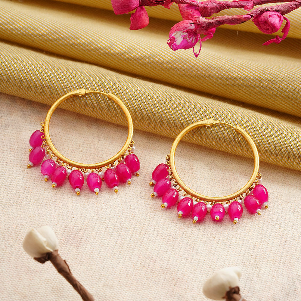 Zoya – Hanging Pearl Hoop Earrings