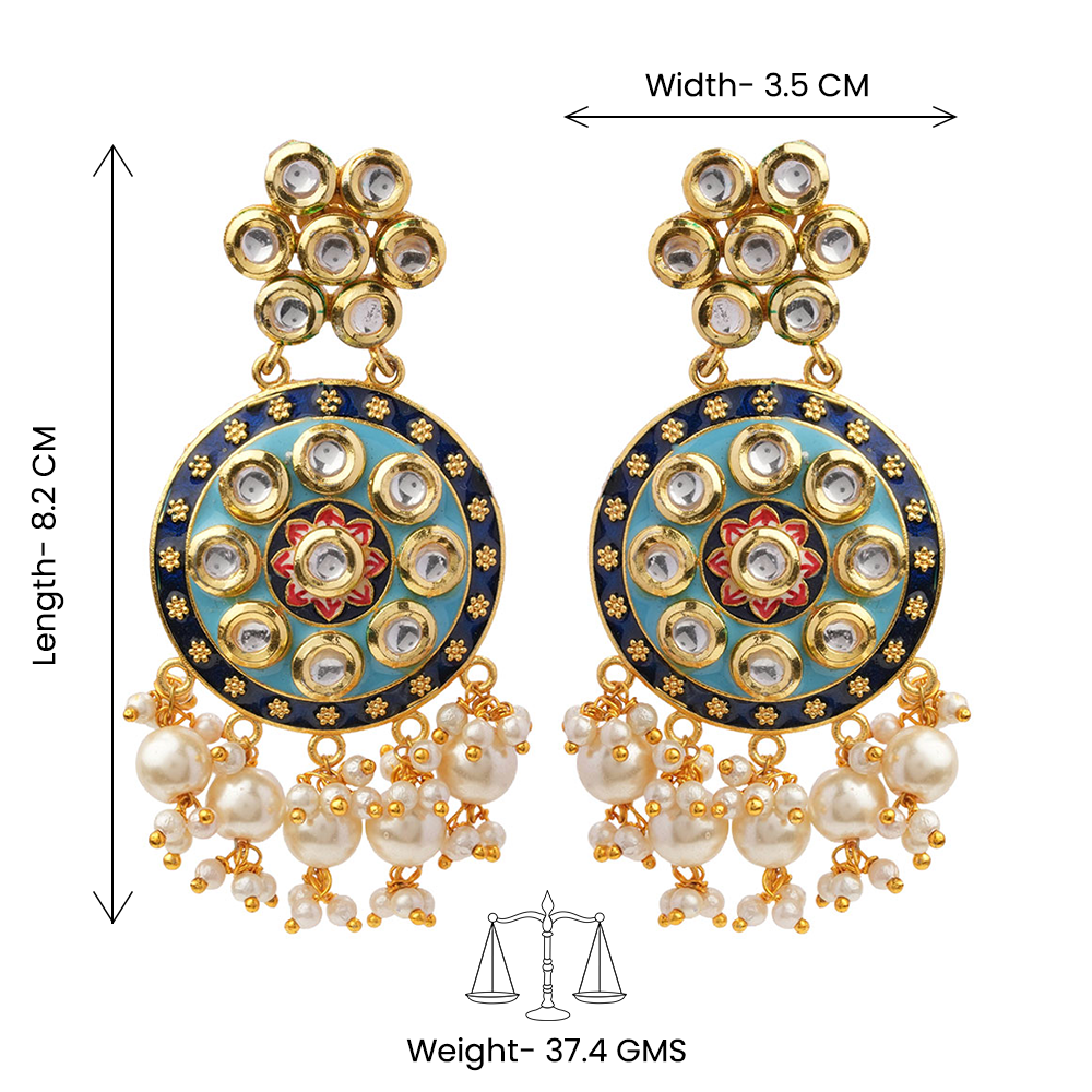 Aarya- Meenakari Work Hanging Pearl Dangler Earrings(Multicolored)