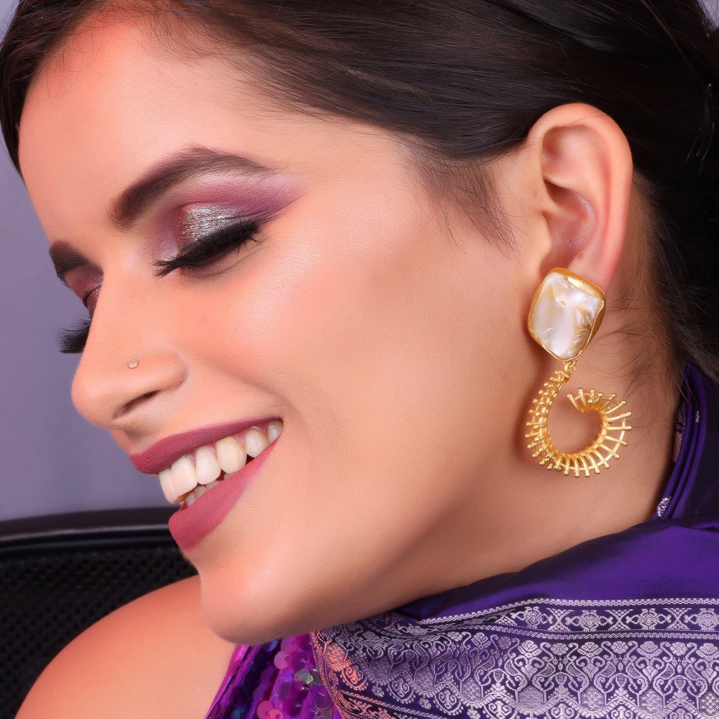 Alina- Stone Studded Dangler Earrings
