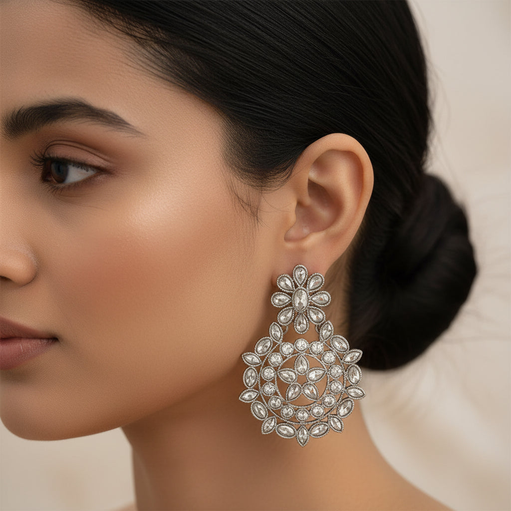 Amaya- Crystal Studded Dangler Earrings