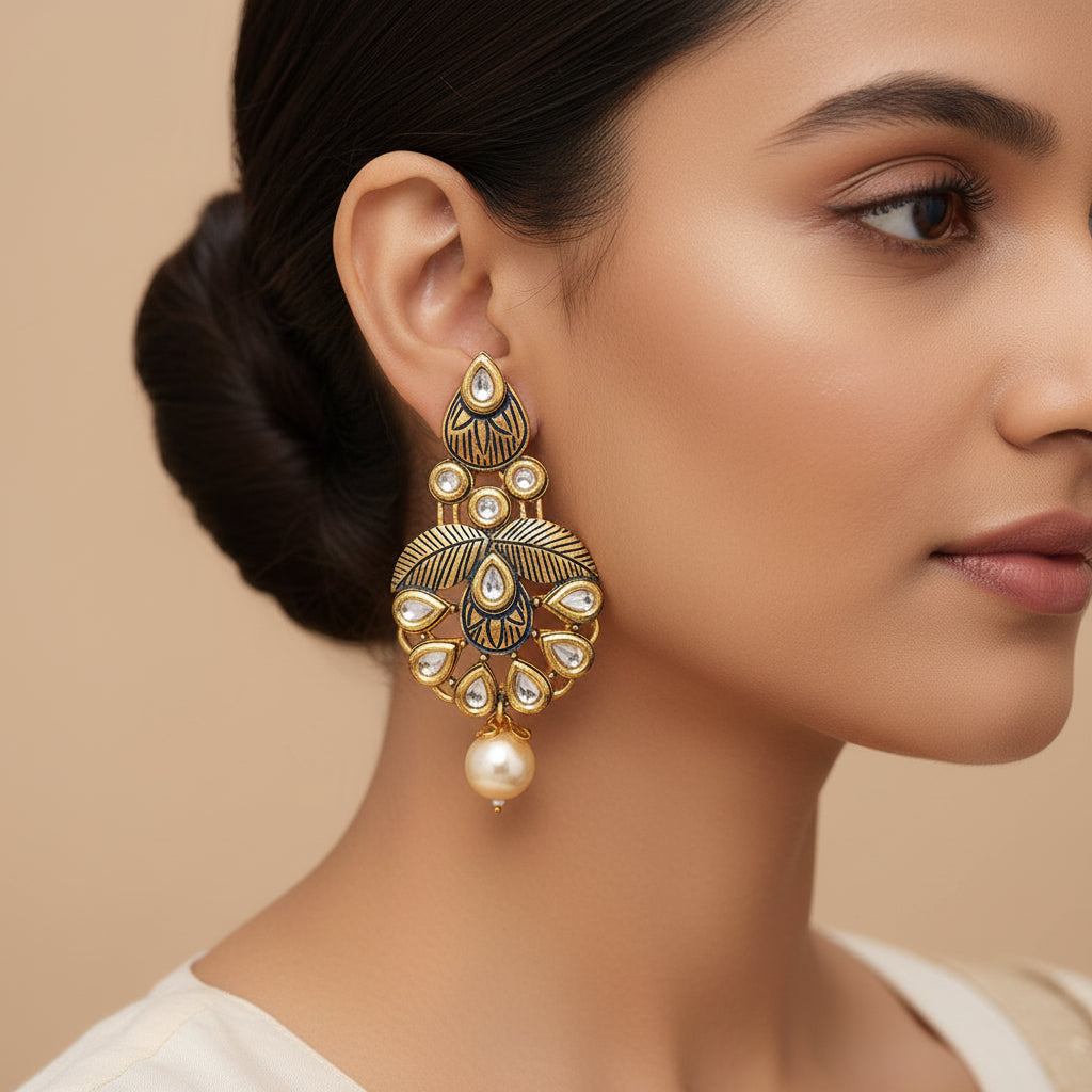 Amoli – Hanging Pearl Dangler Earrings